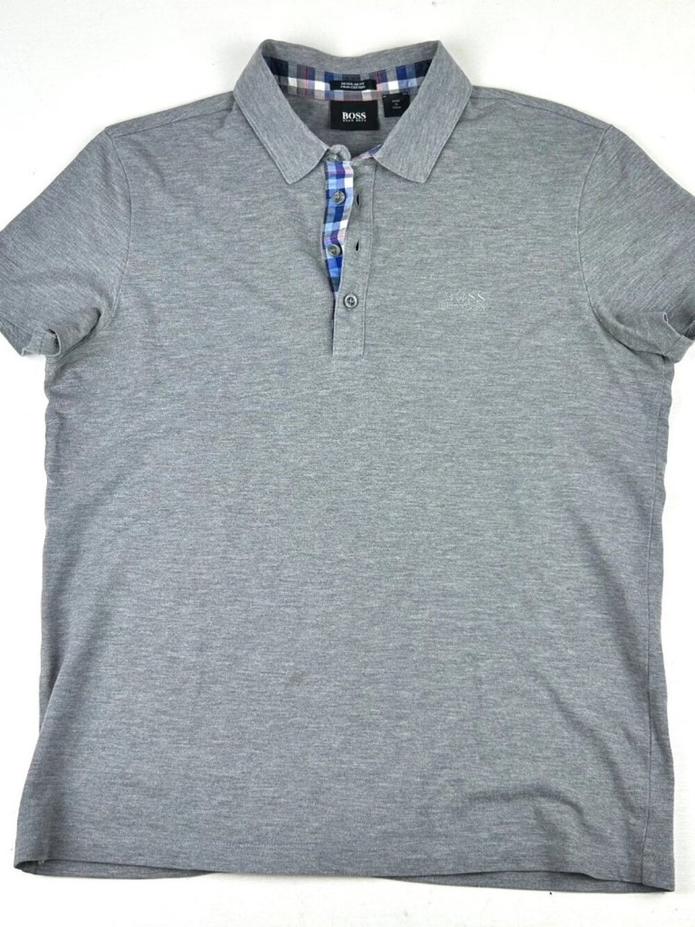 Hugo Boss Regular Fit Gray Polo Shirt Mens S Pima Cotton